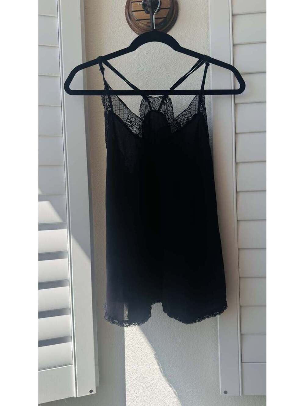 Black Lace Trim Racerback Camisole Tank Top - Size S